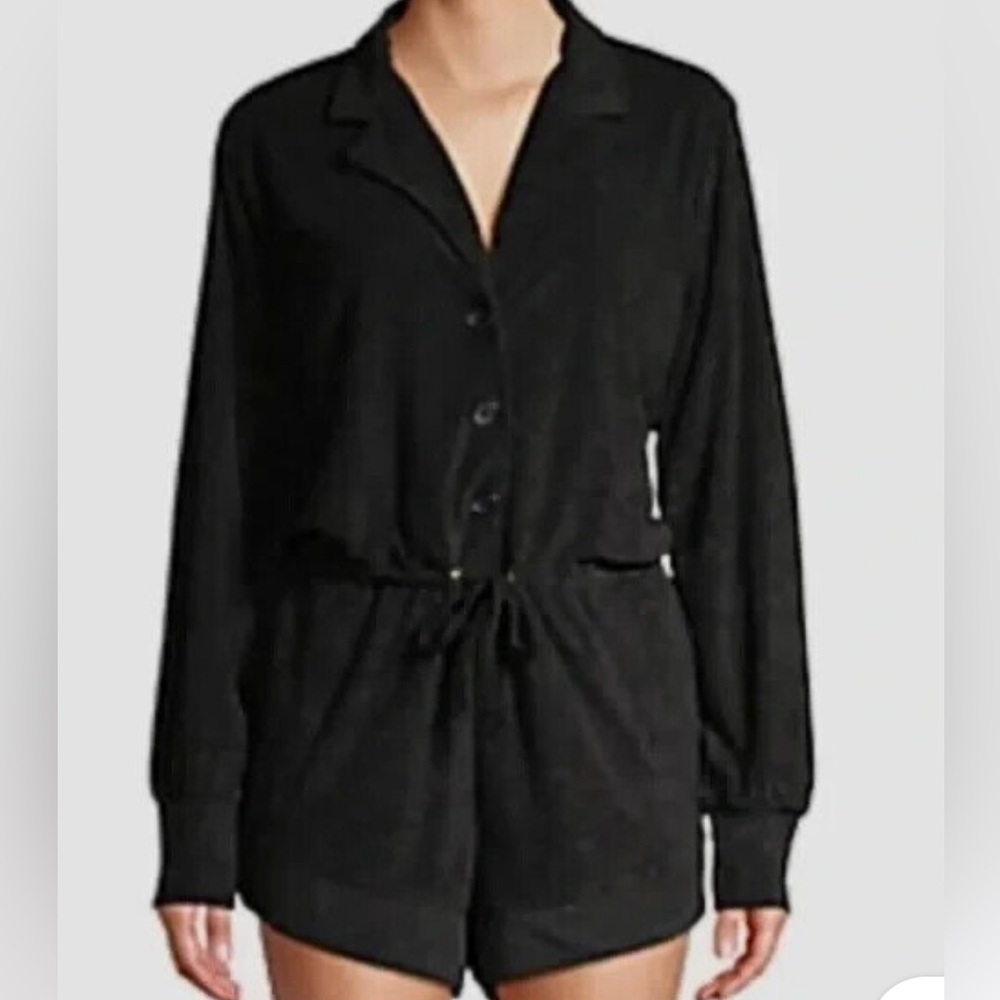 Danielle Bernstein Black Terry Long Sleeve
Romper Size Small New